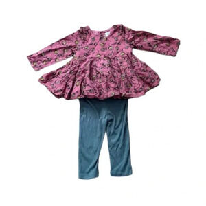 Isobella & Chloe Toddler Girl Long Sleeve Pink Floral Top with Pants Sz 18m GUC